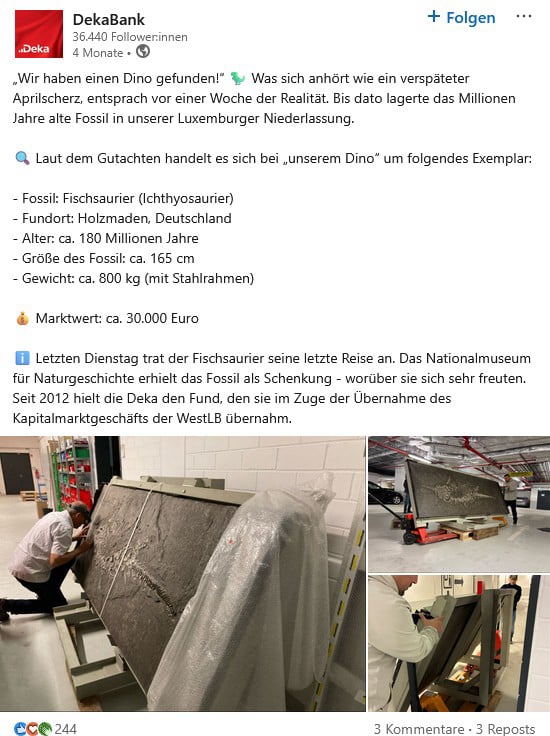 Fischsaurier während der Pyrit-Sanierung im Beitrag der DEKA-Bank